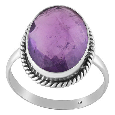 Authentic Wire Work Around Amethyst Oval Shape 925 Sterling Solid Silver Ring - R1002447-1