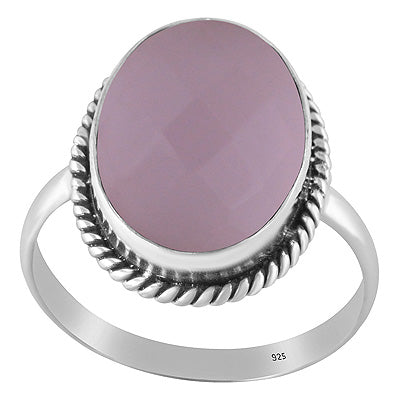 Authentic Wire Work Around Rose Quartz Oval Shape 925 Sterling Solid Silver Ring - R1002447-11