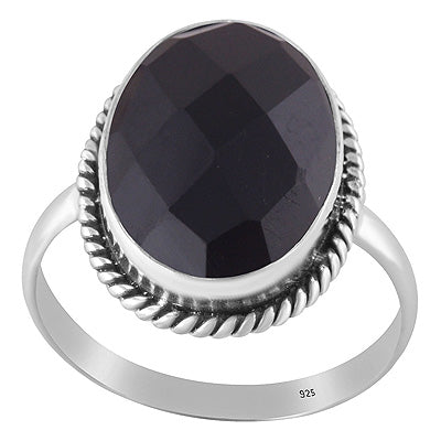 Authentic Wire Work Around Black Onyx Oval Shape 925 Sterling Solid Silver Ring - R1002447-12