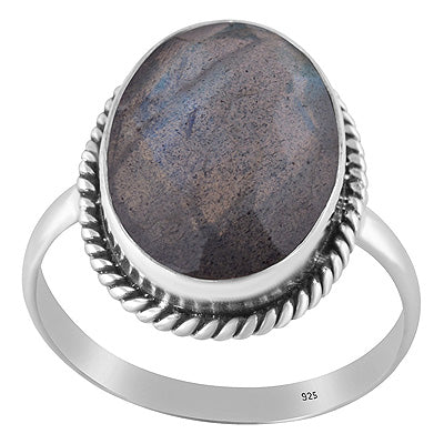 Authentic Wire Work Around Labradorite Oval Shape 925 Sterling Solid Silver Ring - R1002447-4