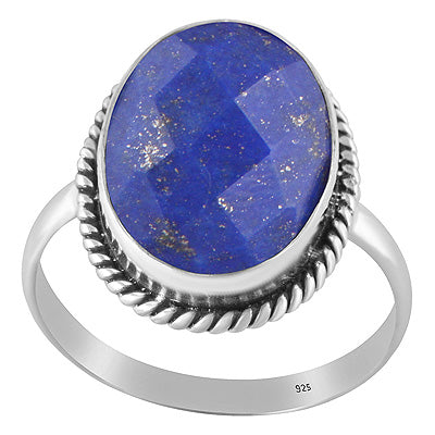 Authentic Wire Work Around Lapis Oval Shape 925 Sterling Solid Silver Ring - R1002447-5