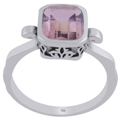 Gorgeous Collet Around Gemstone Ametrine Rectangle Shape 925 Sterling Solid Silver Ring - R1002454-8