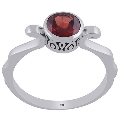Gorgeous Designed Quality Around Garnet Round Shape 925 Sterling Solid Silver Ring - R1002458-12
