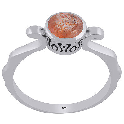 Gorgeous Designed Quality Around Sun Stone Round Shape 925 Sterling Solid Silver Ring - R1002458-15