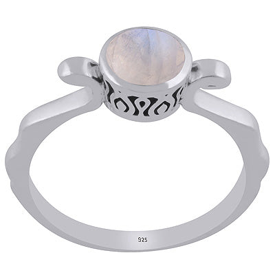 Gorgeous Designed Quality Around Rainbow Moonstone Round Shape 925 Sterling Solid Silver Ring - R1002458-17