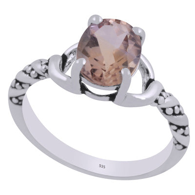 Stunning Oxidised Handcrafted Work Around Ametrine Oval Shape 925 Sterling Solid Silver Ring - R1002464-6