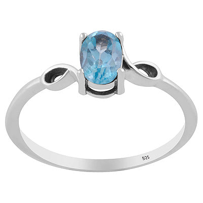 Gorgeous Twisted Work Around Swiss Blue Topaz Oval Shape 925 Sterling Solid Silver Ring - R1002481-2