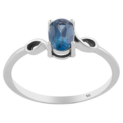 Gorgeous Twisted Work Around London Blue Topaz Oval Shape 925 Sterling Solid Silver Ring - R1002481-3