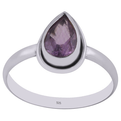 Stunning Beautiful Amethyst Pear Shape 925 Sterling Solid Silver Ring - R1002482-1