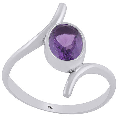 Gorgeous Cut Work Around Amethyst Oval Shape 925 Sterling Solid Silver Ring - R1002485-1