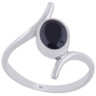 Gorgeous Cut Work Around Black Onyx Oval Shape 925 Sterling Solid Silver Ring - R1002485-12