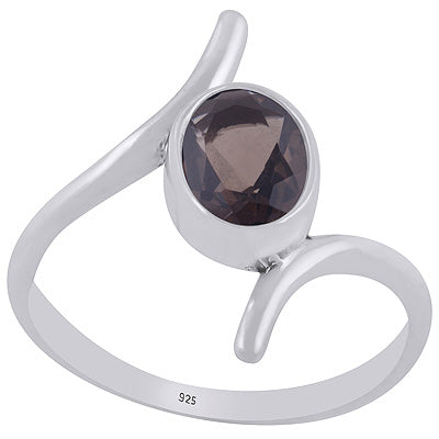Gorgeous Cut Work Around Smoky Topaz Oval Shape 925 Sterling Solid Silver Ring - R1002485-7