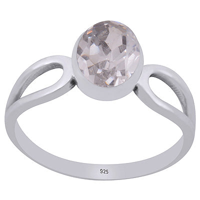 Stunning Shank Around White Cubic Zirconia Oval Shape 925 Sterling Solid Silver Ring - R1002486-13