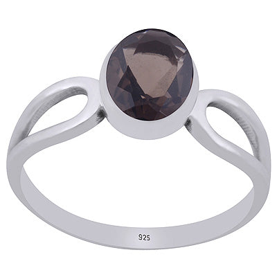 Stunning Shank Around Smoky Topaz Oval Shape 925 Sterling Solid Silver Ring - R1002486-7