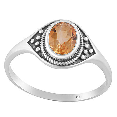 Alluring Twisted Wire & Rawa work Around Citrine Oval Shape 925 Sterling Solid Silver Ring - R1002487-4