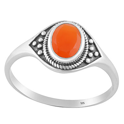 Alluring Twisted Wire & Rawa work Around Carnelian Oval Shape 925 Sterling Solid Silver Ring - R1002487-9