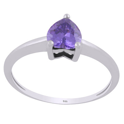 Gorgeous Heart Shaped Gemstone Cubic Zirconia 925 Sterling Solid Silver Ring - R1002493-1