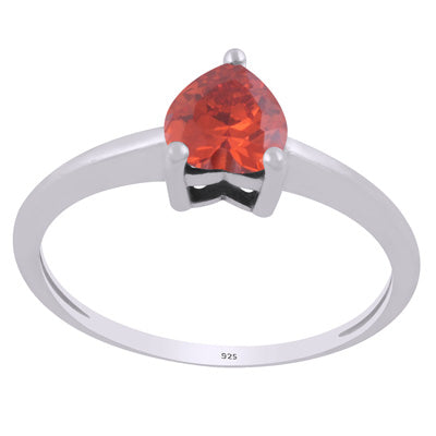 Gorgeous Heart Shaped Gemstone Cubic Zirconia 925 Sterling Solid Silver Ring - R1002493-5