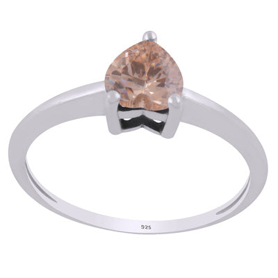 Gorgeous Heart Shaped Gemstone Cubic Zirconia 925 Sterling Solid Silver Ring - R1002493-6