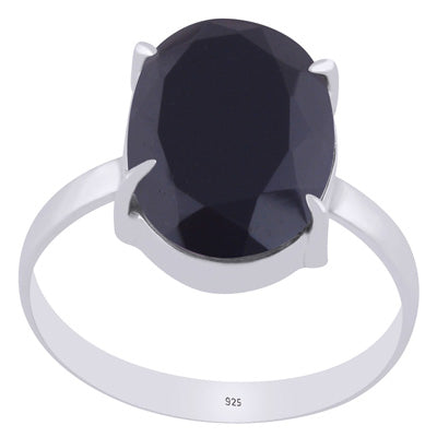 Alluring Prong Seated Gemstone Black Onyx Oval Shape 925 Sterling Solid Silver Ring - R1002496-16