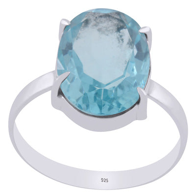 Alluring Prong Seated Gemstone Cubic Zirconia Oval Shape 925 Sterling Solid Silver Ring - R1002496-9