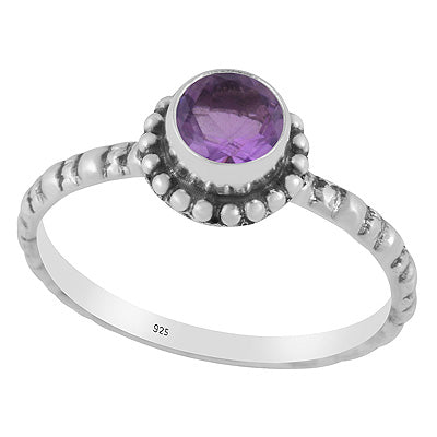 Gorgeous Rawa Around Amethyst Round Shape 925 Sterling Solid Silver Ring - R1002497-1