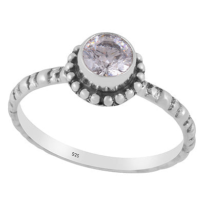 Gorgeous Rawa Around White Cubic Zirconia Round Shape 925 Sterling Solid Silver Ring - R1002497-13