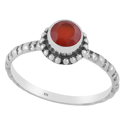 Gorgeous Rawa Around Carnelian Round Shape 925 Sterling Solid Silver Ring - R1002497-9