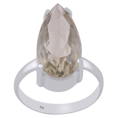 Beautiful Prong Seated Gemstone Green Amethyst Pear Shape 925 Sterling Solid Silver Ring - R1002507-15