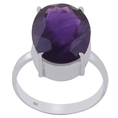 Beautiful Prong Seated Gemstone Amethyst Oval Shape 925 Sterling Solid Silver Ring - R1002507-2