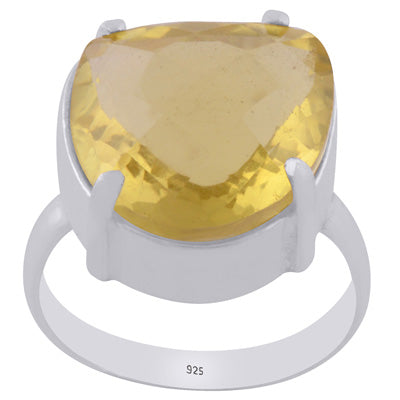 Beautiful Prong Seated Gemstone Lemon Topaz Fancy Shape 925 Sterling Solid Silver Ring - R1002507-23