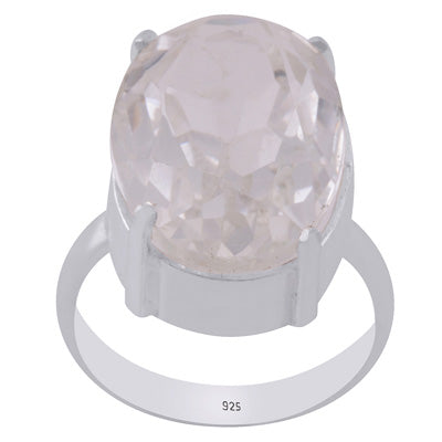 Beautiful Prong Seated Gemstone Crystal Oval Shape 925 Sterling Solid Silver Ring - R1002507-24