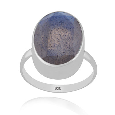 Plain Collet Natural Labradorite Oval Shape 925 Sterling Solid Silver Ring - R1002516-4