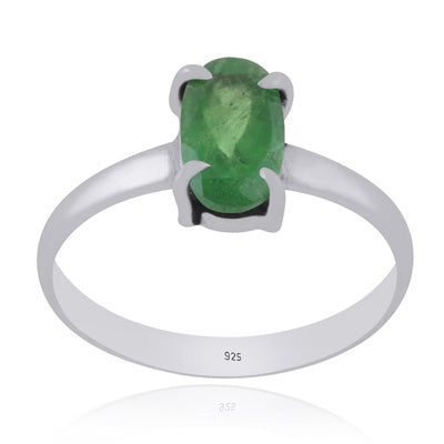 Alluring Prong Seated Gemstone Tsavorite Oval Shape 925 Sterling Solid Silver Ring - R1002518-1