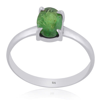 Alluring Prong Seated Gemstone Tsavorite Oval Shape 925 Sterling Solid Silver Ring - R1002518-2