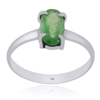Alluring Prong Seated Gemstone Tsavorite Oval Shape 925 Sterling Solid Silver Ring - R1002518-3