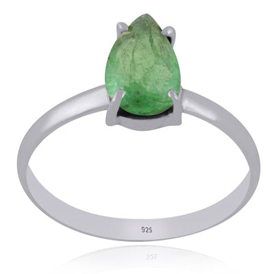Alluring Prong Seated Gemstone Tsavorite Pear Shape 925 Sterling Solid Silver Ring - R1002518-5