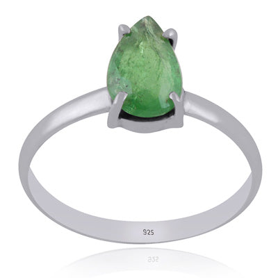 Alluring Prong Seated Gemstone Tsavorite Pear Shape 925 Sterling Solid Silver Ring - R1002518-6
