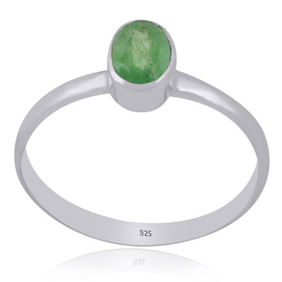 Plain Collet Natural Tsavorite Oval Shape 925 Sterling Solid Silver Ring - R1002519-1