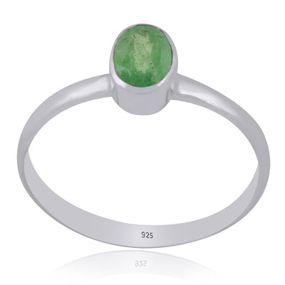 Plain Collet Natural Tsavorite Oval Shape 925 Sterling Solid Silver Ring - R1002519-2