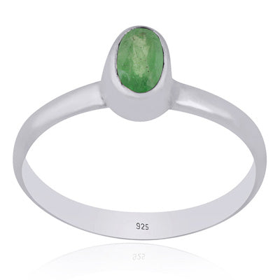 Plain Collet Natural Tsavorite Oval Shape 925 Sterling Solid Silver Ring - R1002519-3