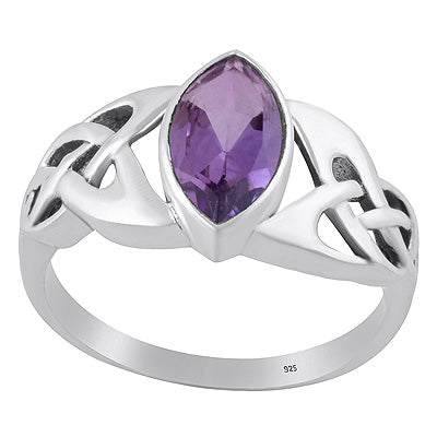 Gorgeous Celtic knot Amethyst Marquise Shape 925 Sterling Solid Silver Ring - R1002520-1