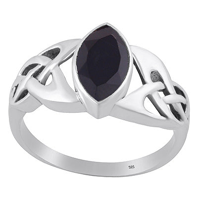 Gorgeous Celtic knot Black Onyx Marquise Shape 925 Sterling Solid Silver Ring - R1002520-12