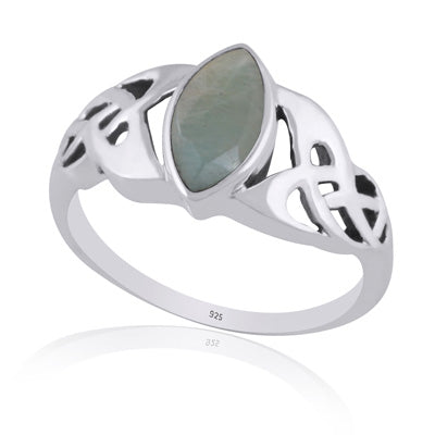 Gorgeous Celtic knot Amazonite Marquise Shape 925 Sterling Solid Silver Ring - R1002520-14
