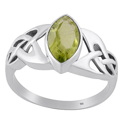 Gorgeous Celtic knot Peridot Marquise Shape 925 Sterling Solid Silver Ring - R1002520-3
