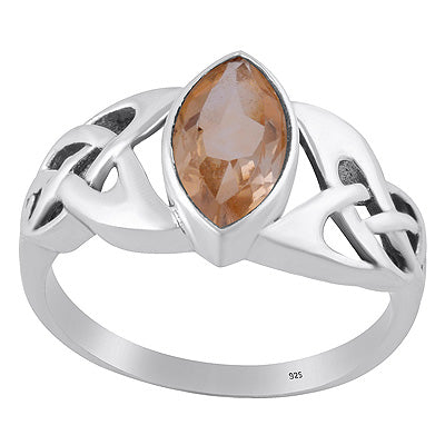 Gorgeous Celtic knot Citrine Marquise Shape 925 Sterling Solid Silver Ring - R1002520-4