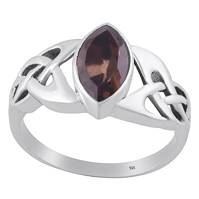 Gorgeous Celtic knot Smoky Topaz Marquise Shape 925 Sterling Solid Silver Ring - R1002520-7