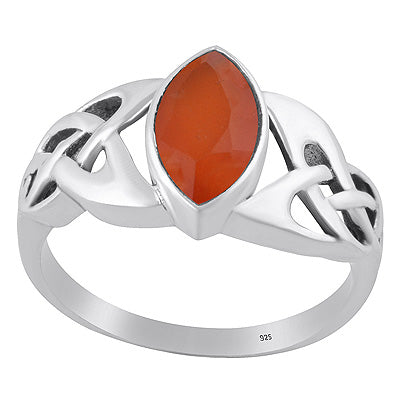 Gorgeous Celtic knot Carnelian Marquise Shape 925 Sterling Solid Silver Ring - R1002520-9