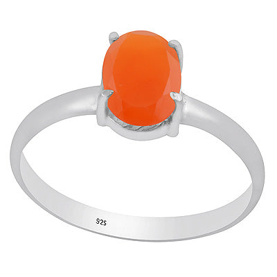 Beautiful Prong Setting Around Carnelian Oval Shape 925 Sterling Solid Silver Ring - R1002522-9