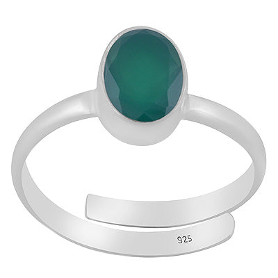 Gorgeous Plain Green Onyx Oval Shape 925 Sterling Solid Silver Ring - R1002523-10